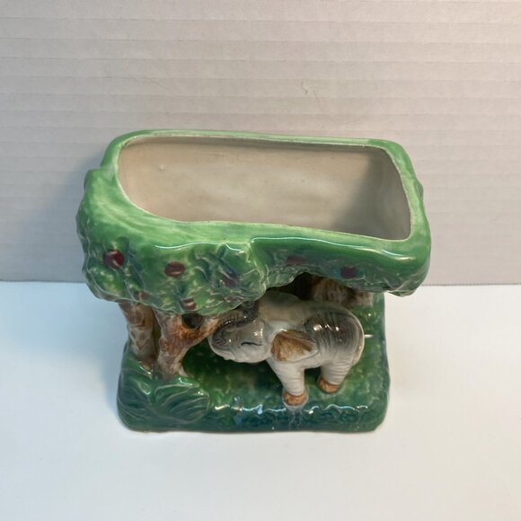 Vintage Ceramic Planter Lucky Elephant Trunk Up / Jungle / Cacti, Succulents - Picture 7 of 7